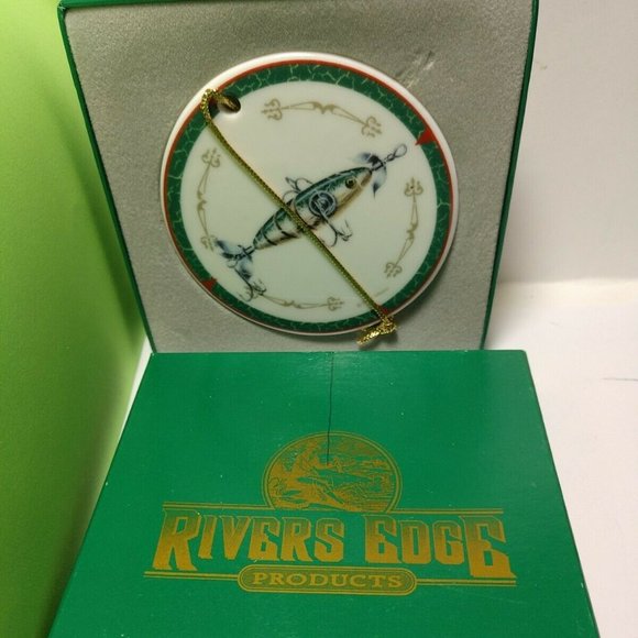 Christmas tree Fishing Lure Ceramic Ornament By River's Edge New In Box - Picture 1 of 6